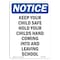 Signmission OSHA Notice Sign, Keep Your Child Safe Hold Your, 14in X 10in Decal, 10" W, 14" L, Portrait OS-NS-D-1014-V-13886 - alternate 1